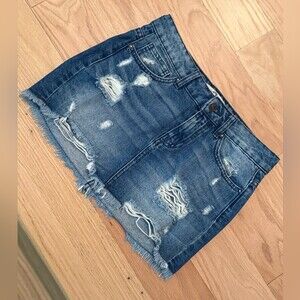 Size 2 Free People Out of Ordinary Denim Miniskirt in  Blue